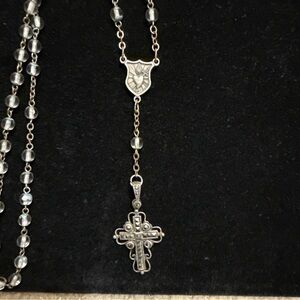 Navajo Sterling Silver Marcasite Crucifix & Reparation Rosary Necklace Catholic